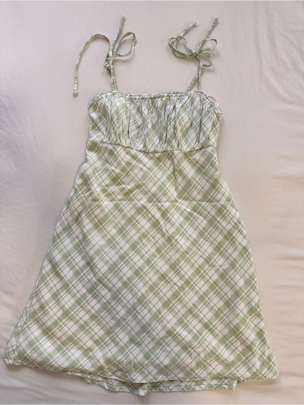 Hollister Light Green Smocked Sundress